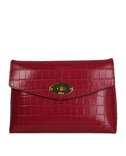 Mulberry Darley Cosmetic Pouch, &pound;195, Accessories, Pink/Red, Lace, Front view